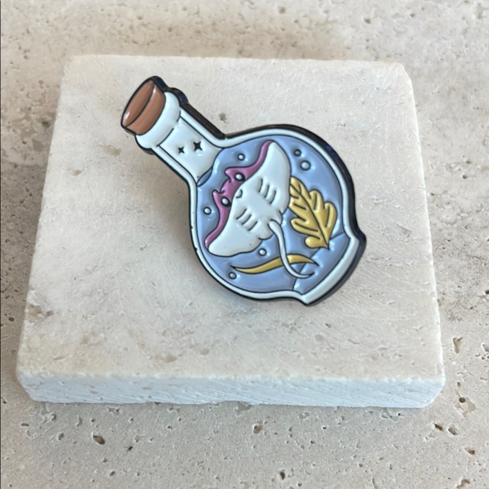 Stingray in a Bottle Enamel Pin
